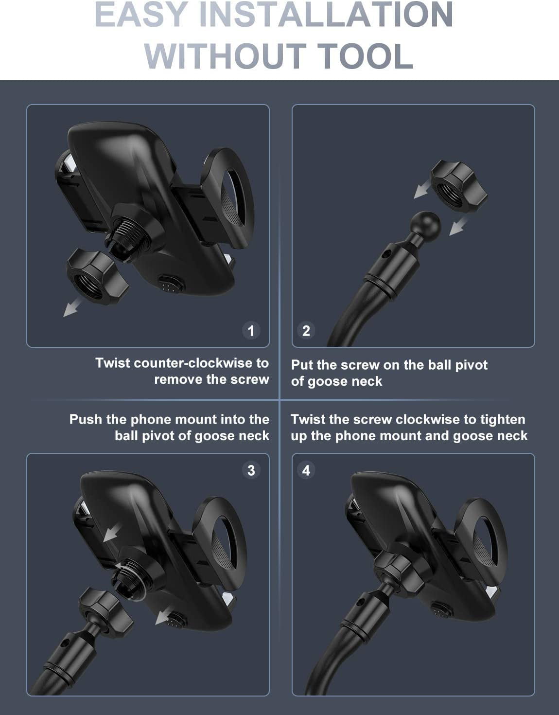 Car Cup Holder Phone Mount, Cup Holder Phone Holder for Car (Black)