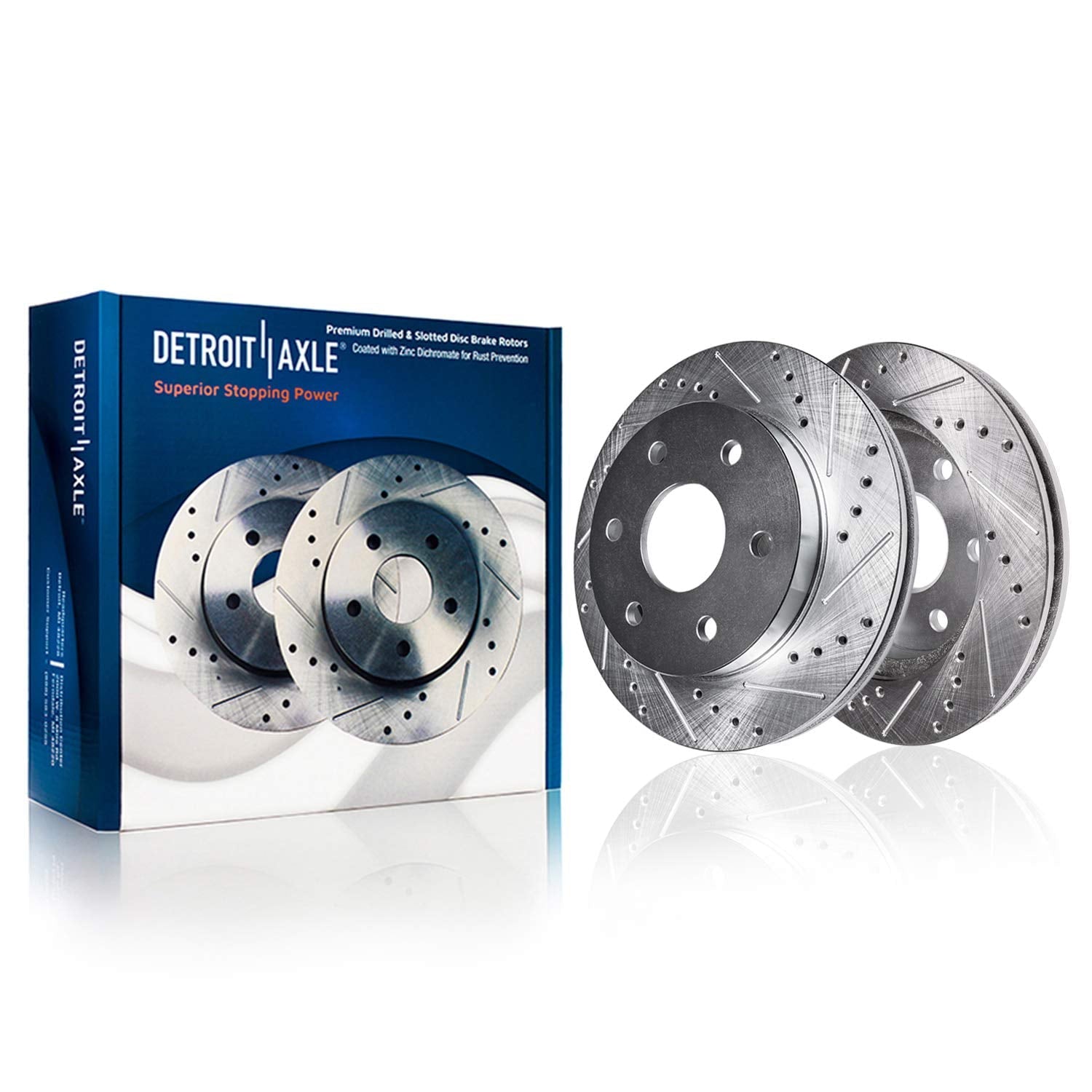 Detroit Axle - Brake Rotors for 12-20 Ford F-150 Drilled & Slotted Brakes Rotors 2012 2013 2014 2015 2016 2017 2018 2019 2020 Replacement: 13.78'' Front Rotor and 13.7'' Rear Rotor 6 Lug