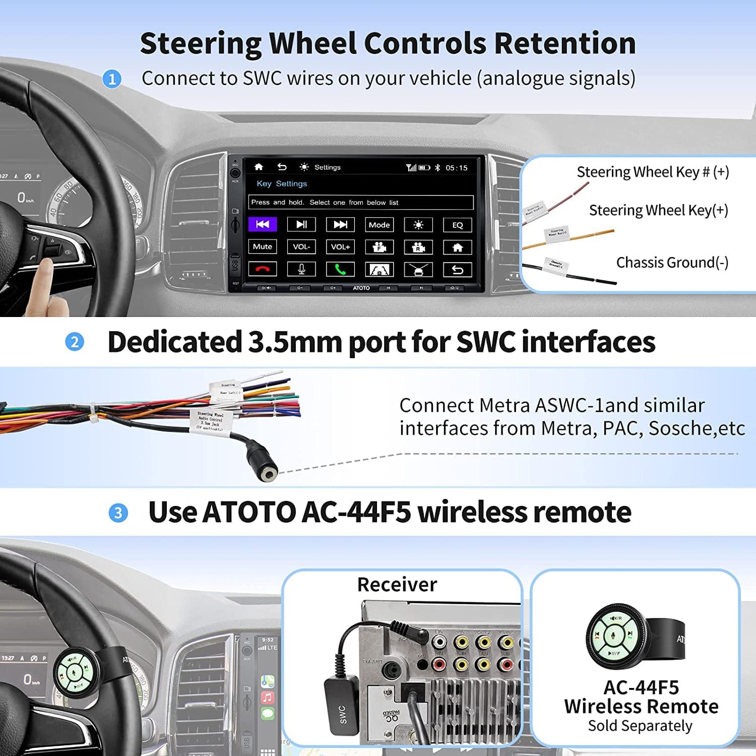 ATOTO 7inch F7WE Double Din Car Stereo Head Unit,Wireless Carplay Android Auto with Bluetooth GPS Quick Charge FM/AM
