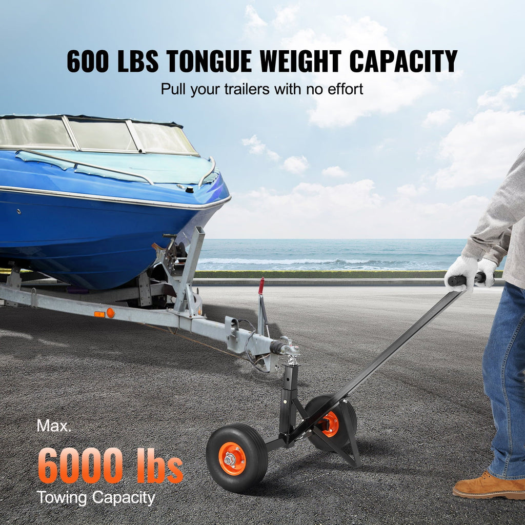 BENTISM Adjustable Trailer Dolly, 600lbs Tongue Weight Capacity, Carbon Steel Trailer Mover with 16''-24'' Adjustable Height, 1-7/8'' Hitch Ball & 10'' Solid Tires