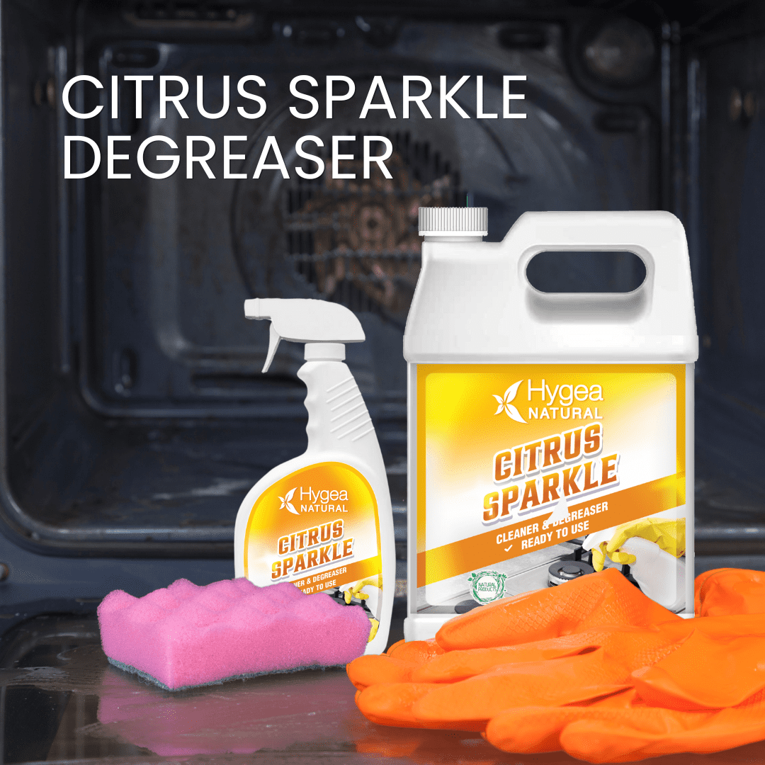 Citrus Sparkle Non-toxic Citrus Orange heavy duty Degreaser & All purpose cleaner by Hygea Natural- Pure Citrus Extracts & natural D-limonene- Removes grease, dirt, grime and more- 24 oz spray RTU