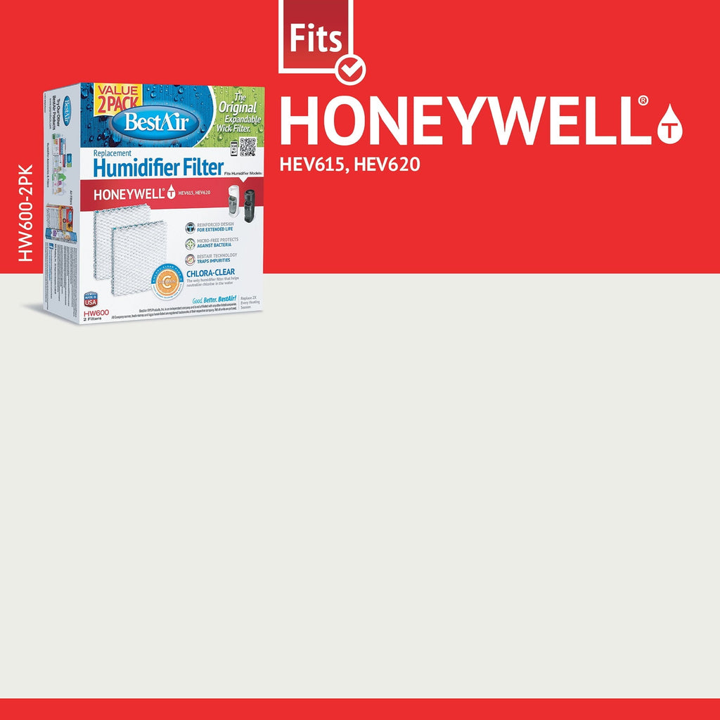 BestAir® HW600 Extended Life Humidifier Replacement Paper Wick for Honeywell Humidifiers. SIZE: 1.5″ x 6.75″ x 7.5″. WEIGHT: 0.12lb.