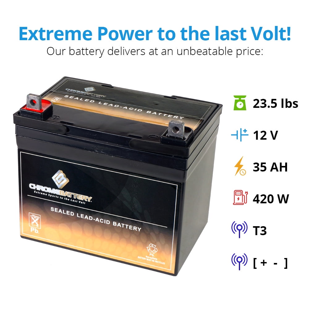 Chrome Battery 12V 35Ah Battery for Deere & Co. S92 Lawnmower