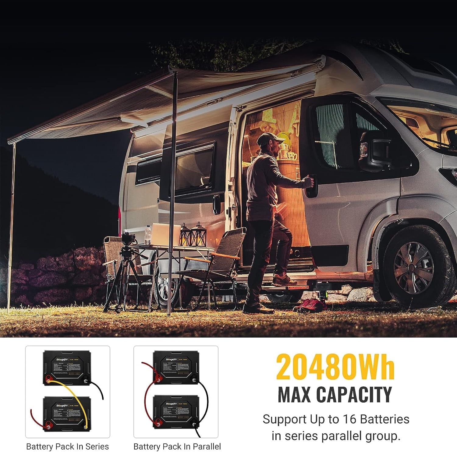 BougeRV 12V 100Ah Self-Heating LiFePO4 Battery, Low Temperature Protection, 1280Wh Deep Cycle Lithium Battery, BMS, for RV Solar Camper Marine