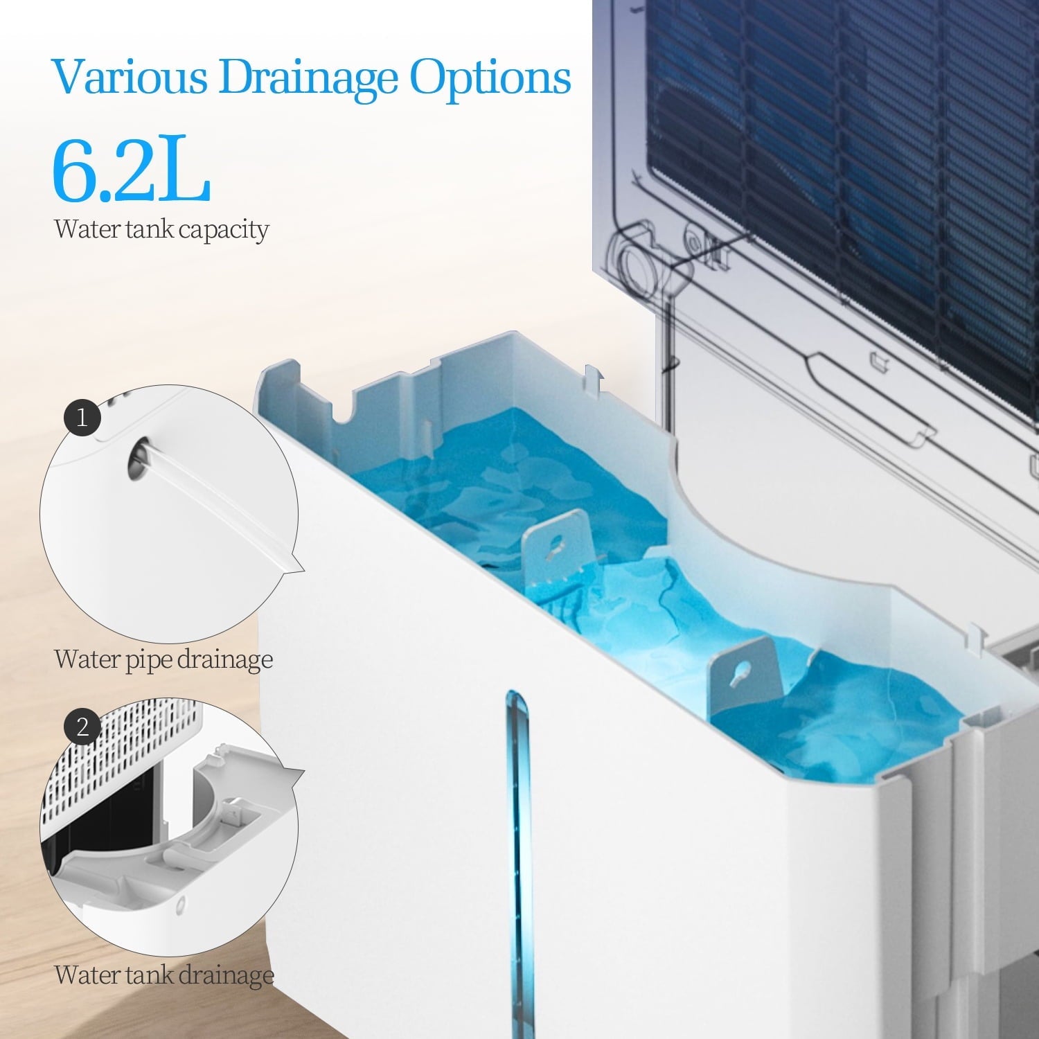 HUMSURE Dehumidifier 8,000 Sq Ft 90 Pint Commercial Home Dehumidifier with Pump, Basement High Capacity Dehumidifier with Drain Hose, Smart Humidity Control, Moisture Removal 120 Pints (95 "F, 95% RH)