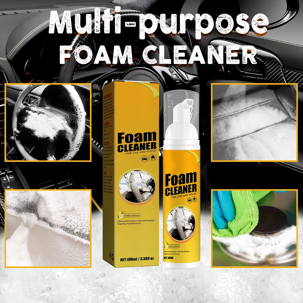 Multi-functional Car Foam Cleaner,100ml No Flushing Car Interior Cleaning, Grease-Free Cleaner, All Purpose Foam Cleaner Spray for Car House Kitchen (3 pcs)