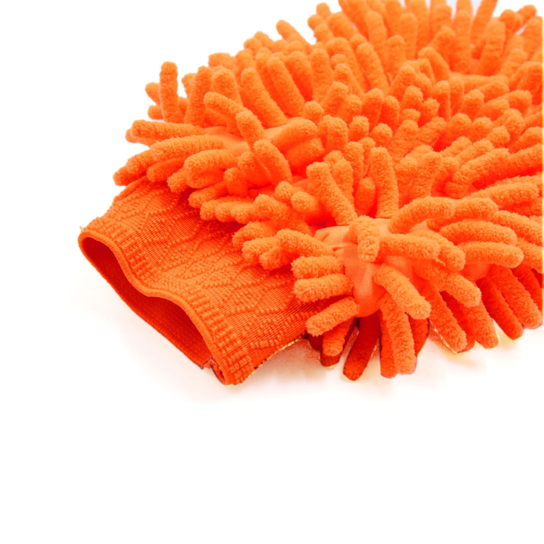 Unique Bargains 2Pcs Orange Dual Sided Microfiber Chenille Mitt Car Washing Cleaning Glove