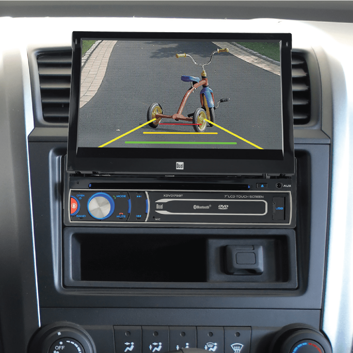 Dual Electronics XDVD179BT 7 Inch Single DIN Car Stereo, Motorized Touch Screen, CD/DVD