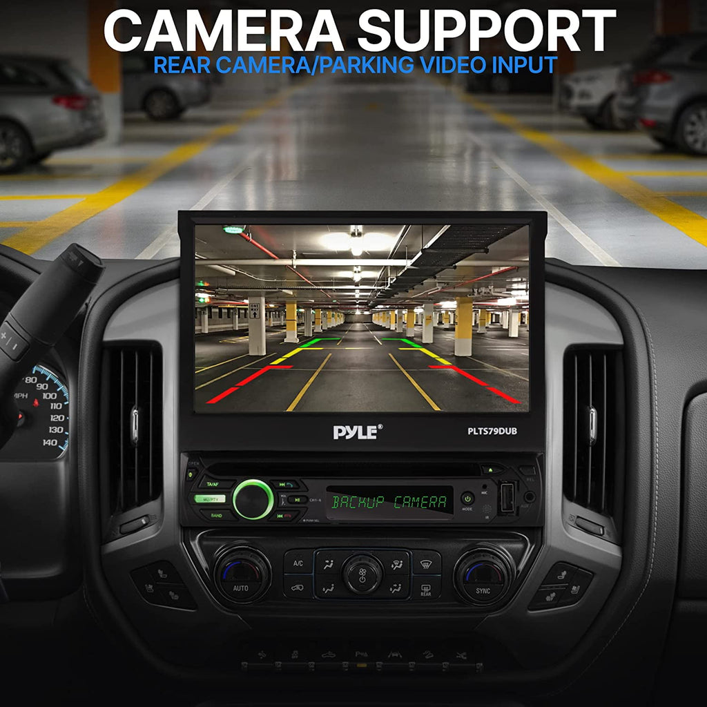 Pyle Car Stereo Video Receiver - Multimedia Disc Player, Motorized Fold-Out 7” Touchscreen Display