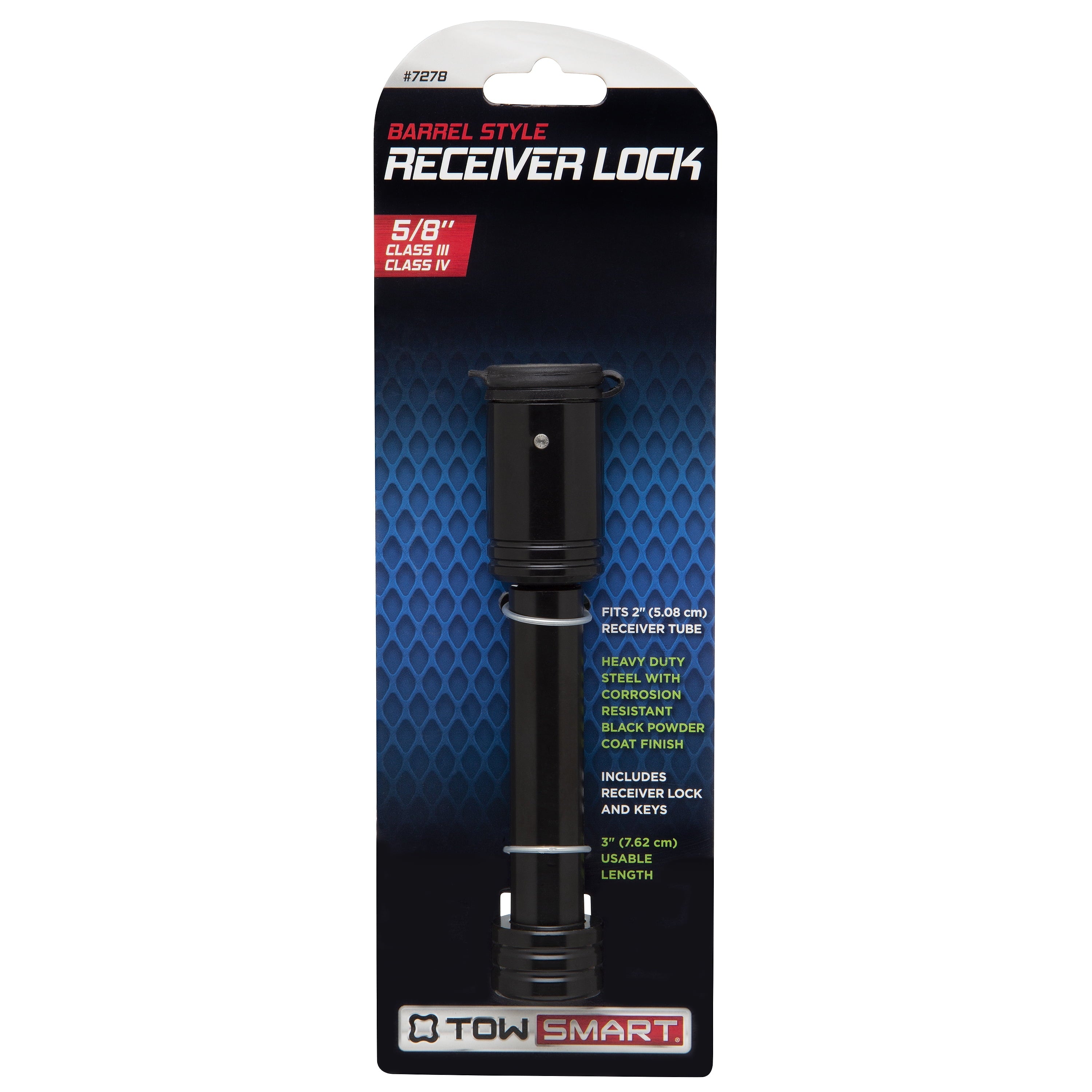 TowSmart 5/8 in. Barrel Style Receiver Lock, Black Powder Coat, 7278