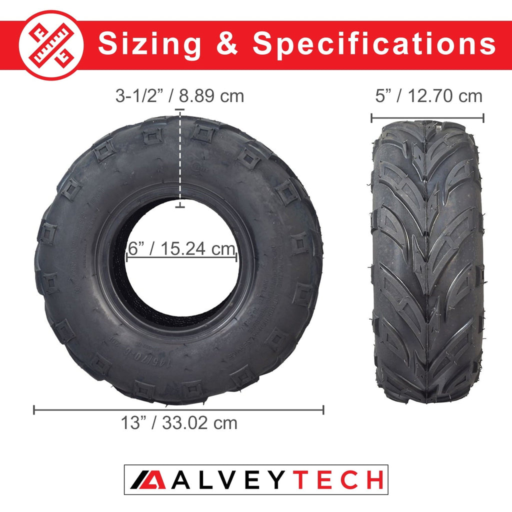 AlveyTech 145/70-6 V-Tread Tire for the Monster Moto/Mega Moto Classic 80cc Mini Bike, All Terrain
