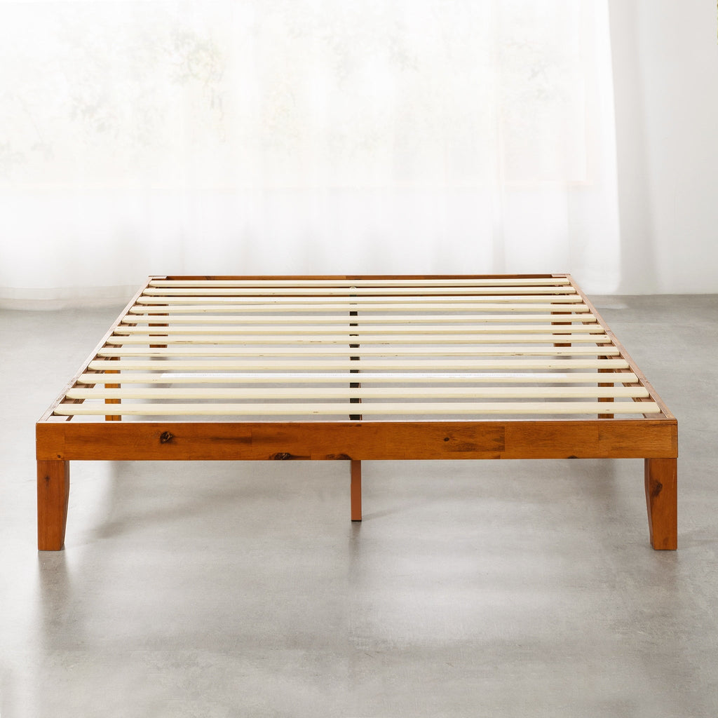 Mellow Naturalista Classic 12" Solid Wood Platform Bed with Wooden Slats, Queen, Cherry
