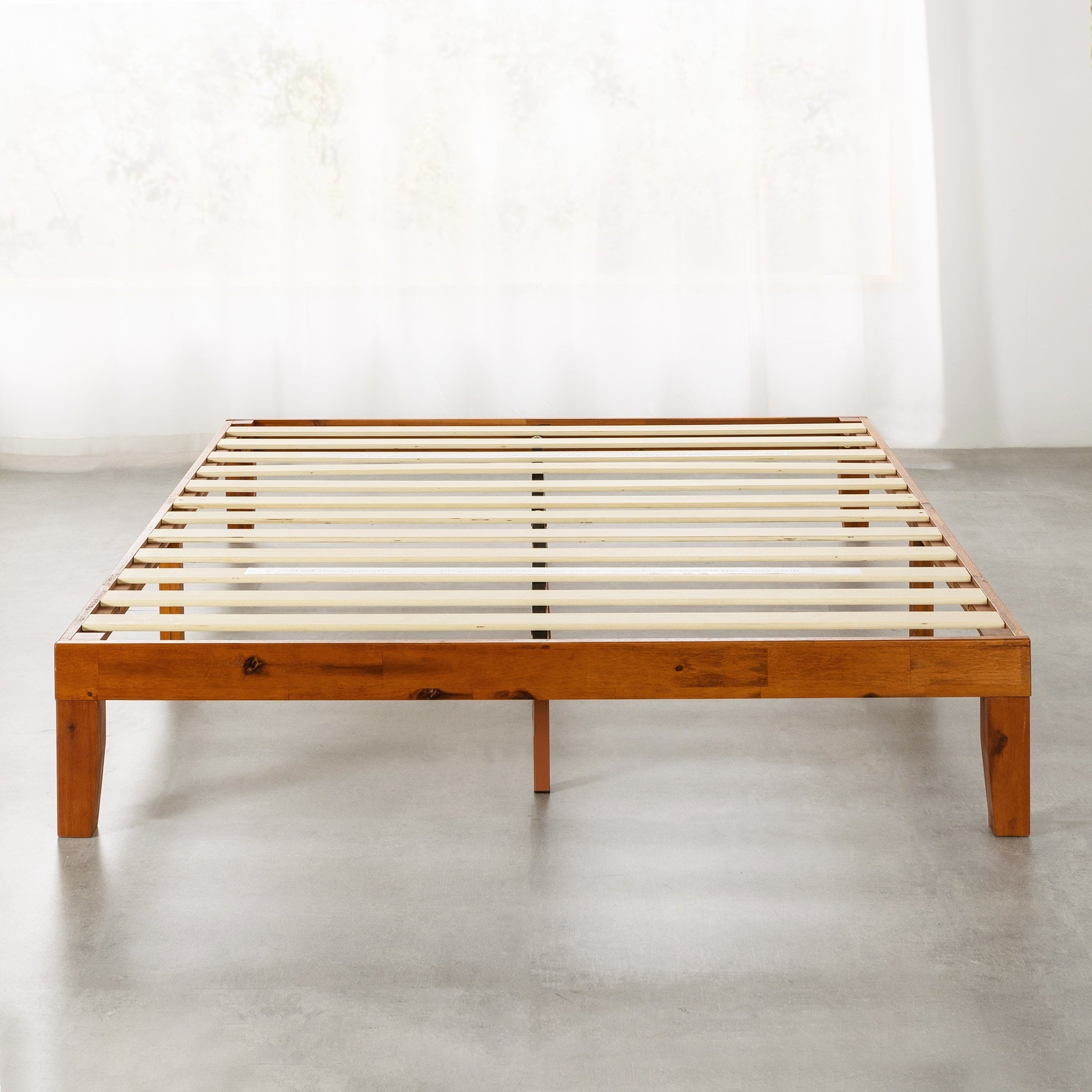 Mellow Naturalista Classic 12" Solid Wood Platform Bed with Wooden Slats, Queen, Cherry