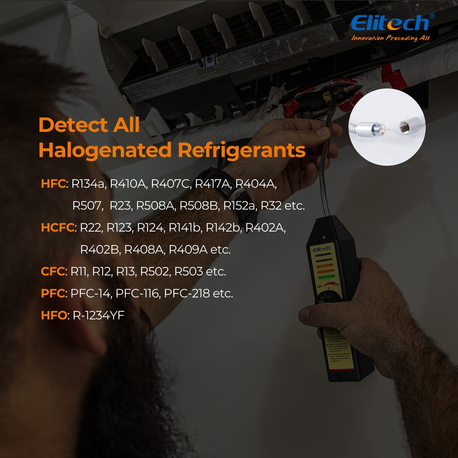 Elitech WJL-6000S Freon Leak Detector Halogen Gas Sniffer Refrigerant Tester AC Leak Tester R22 R410A R134A R1234YF