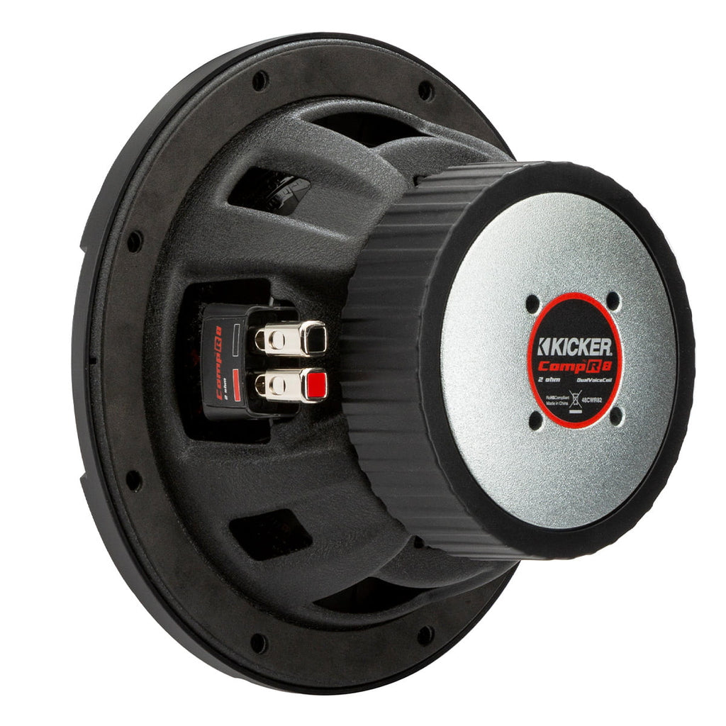 KICKER CompR 8 Inch Dual 4 Ohm DVC 600W Peak Power Car Audio Subwoofer