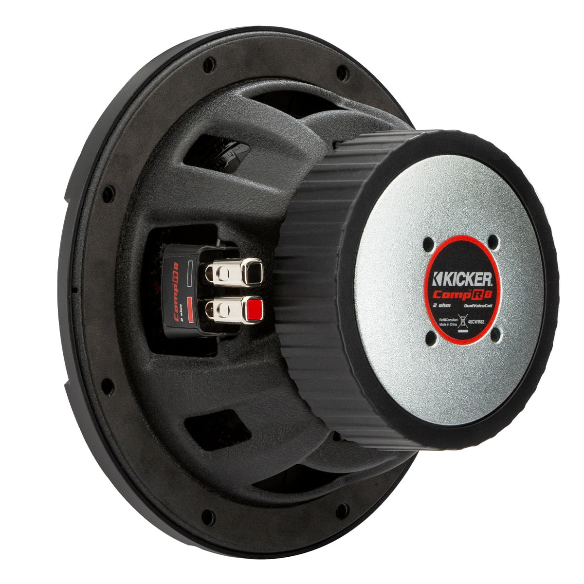 KICKER CompR 8 Inch Dual 4 Ohm DVC 600W Peak Power Car Audio Subwoofer