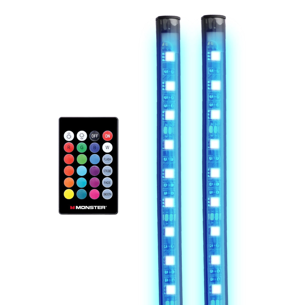 Monster LED Multicolor Automotive Interior Accent Lights, Customizable with Remote, 2-Pack