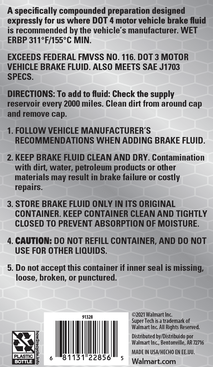 Super Tech Dot 4 Brake Fluid for Use in Disc, Drum, and ABS Brake Systems, 32 oz.
