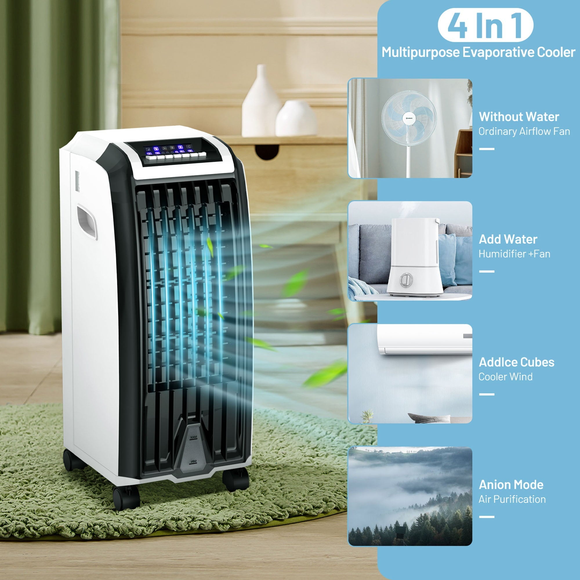 Gymax Portable Cooler Fan Air Evaporative with Remote Control Casters Home Office