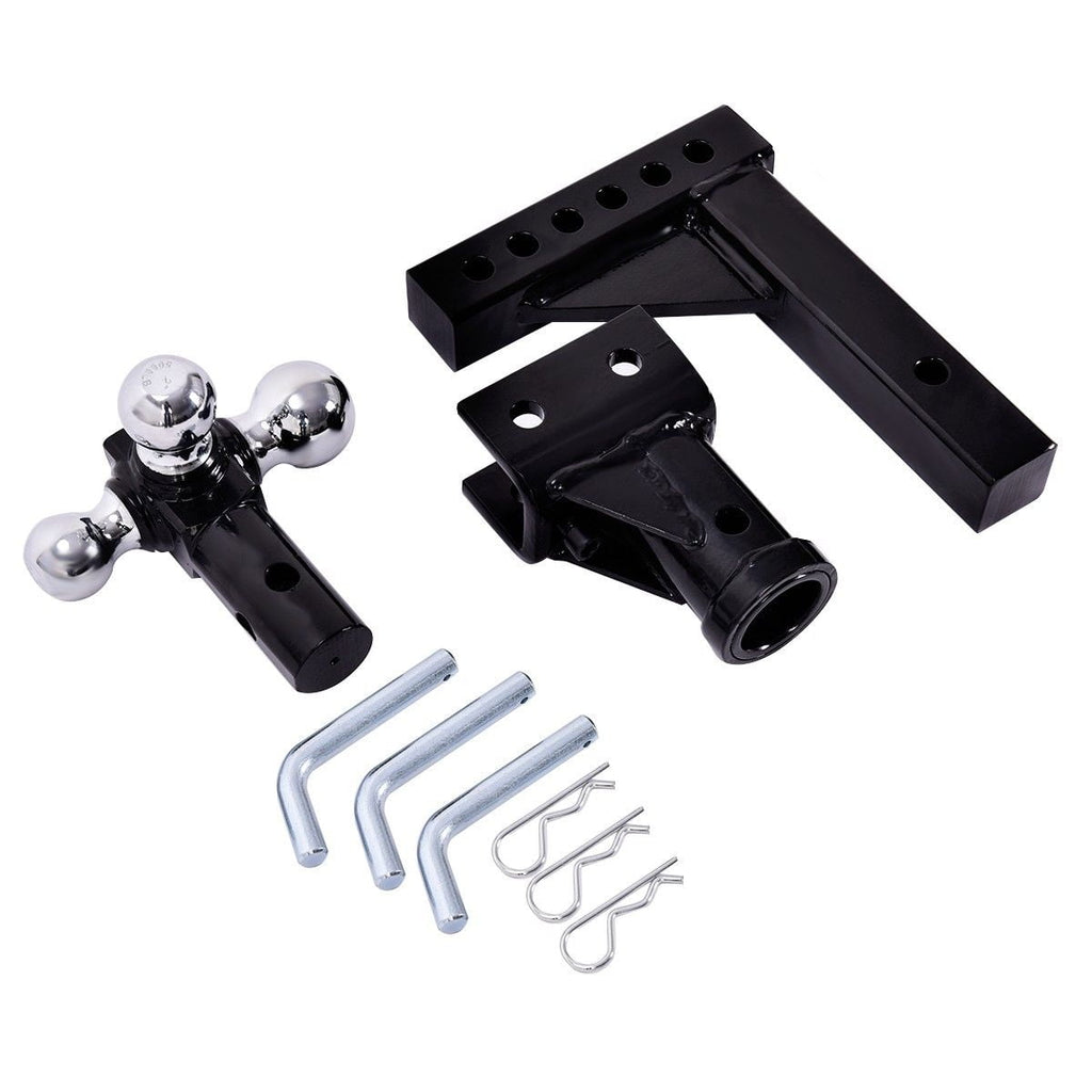 Gymax Triple Ball Swivel Adjustable Drop Turn Trailer Tow Hitch Mount For 2'' Receiver