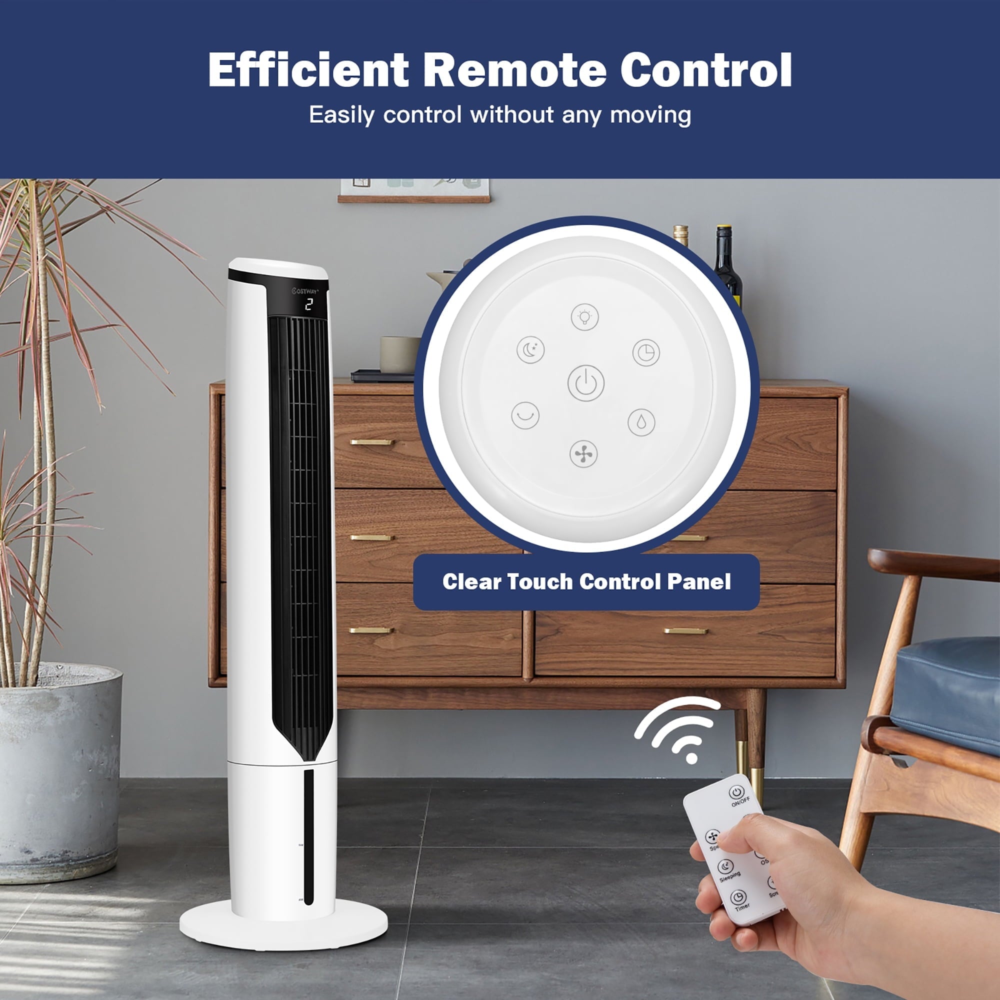 Costway 3-In-1 Evaporative Air Cooler 41'' Portable Tower Fan Humidifier