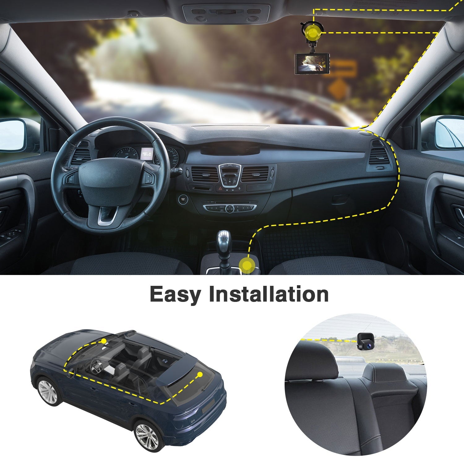 4K Dash Cam Front Rear Car Camera with Night Vision, Campark 3" IPS Screen Supercapacitor Camera for Car, with Parking Monitoring, Loop Recording, G-Sensor, Screen Saver