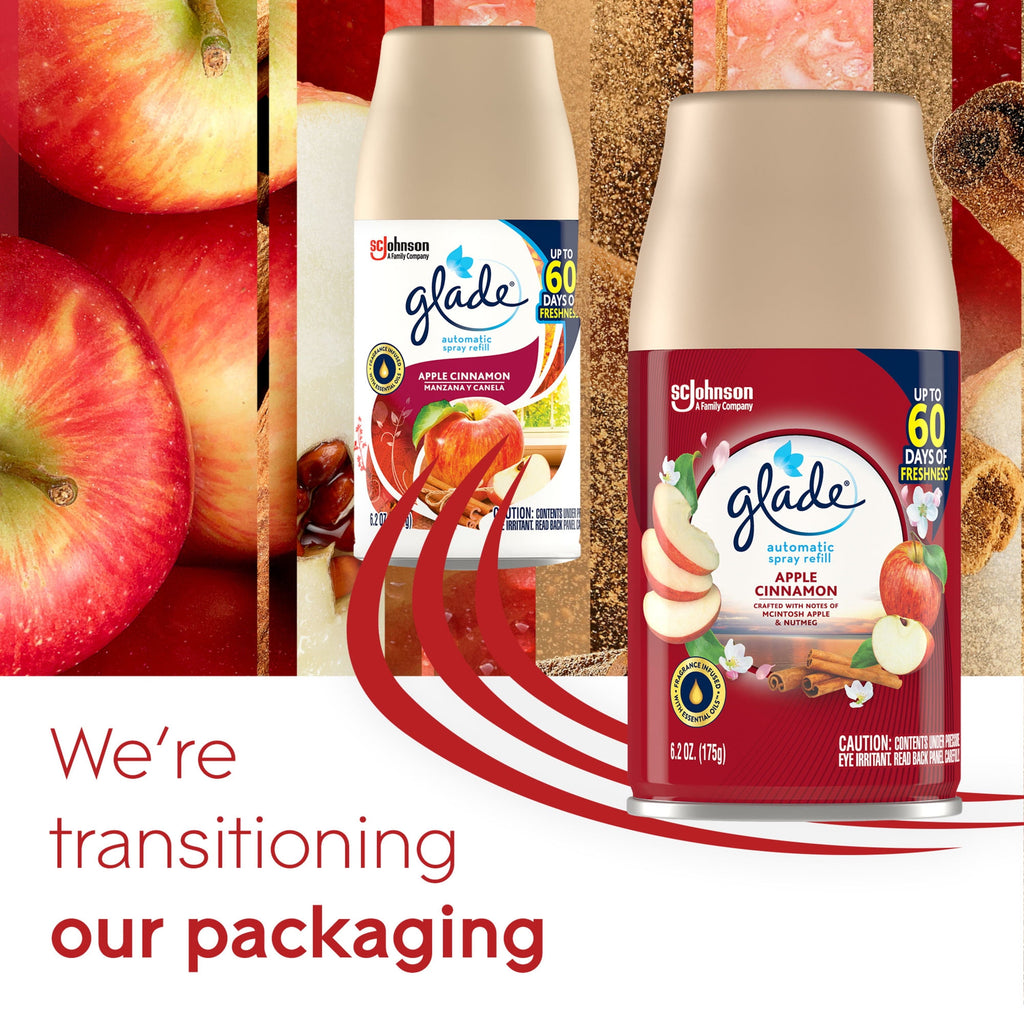Glade Automatic Spray Refill 2 CT, Apple Cinnamon, 12.4 OZ. Total, Air Freshener