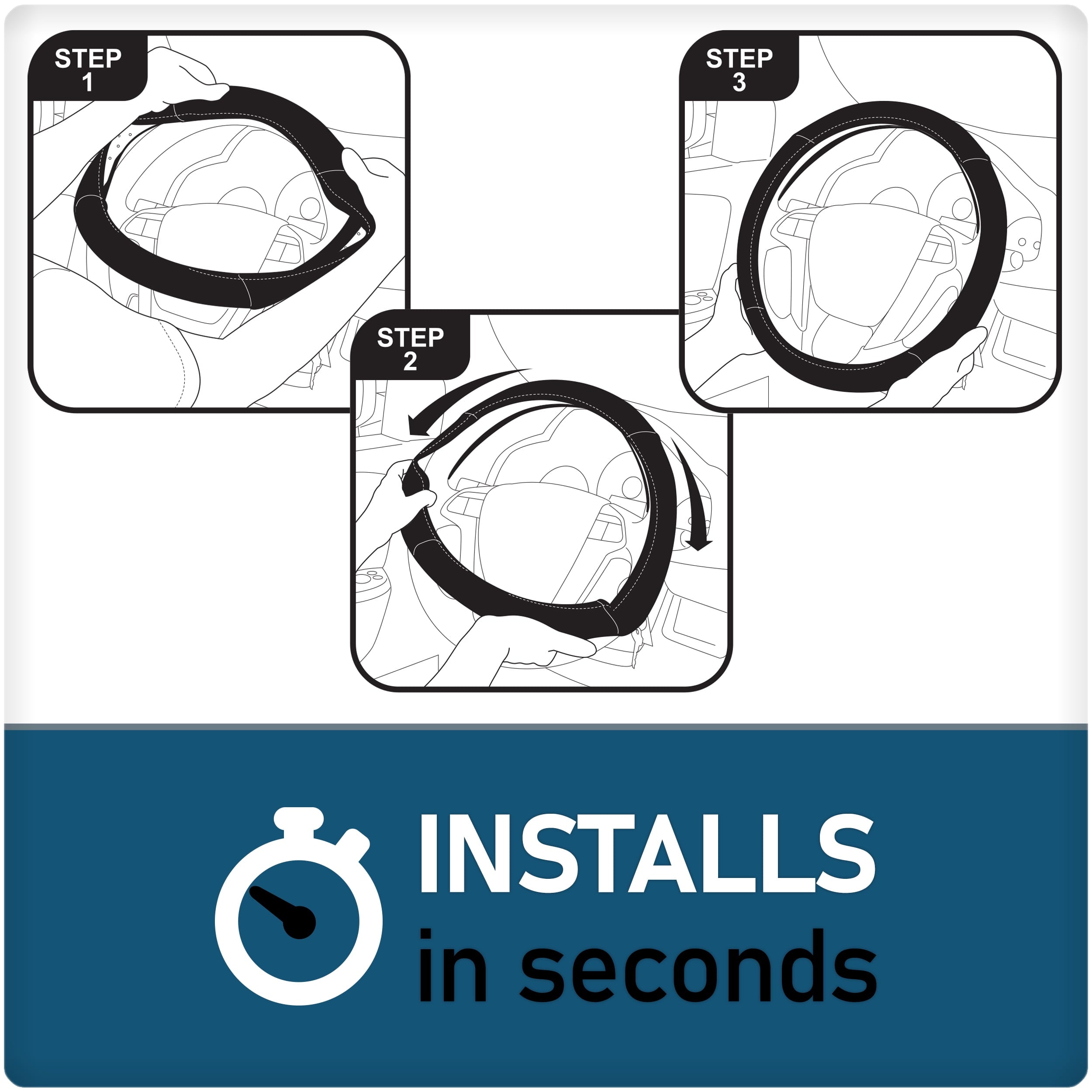 Custom Accessories Contour-Grip Steering Wheel Cover, Black