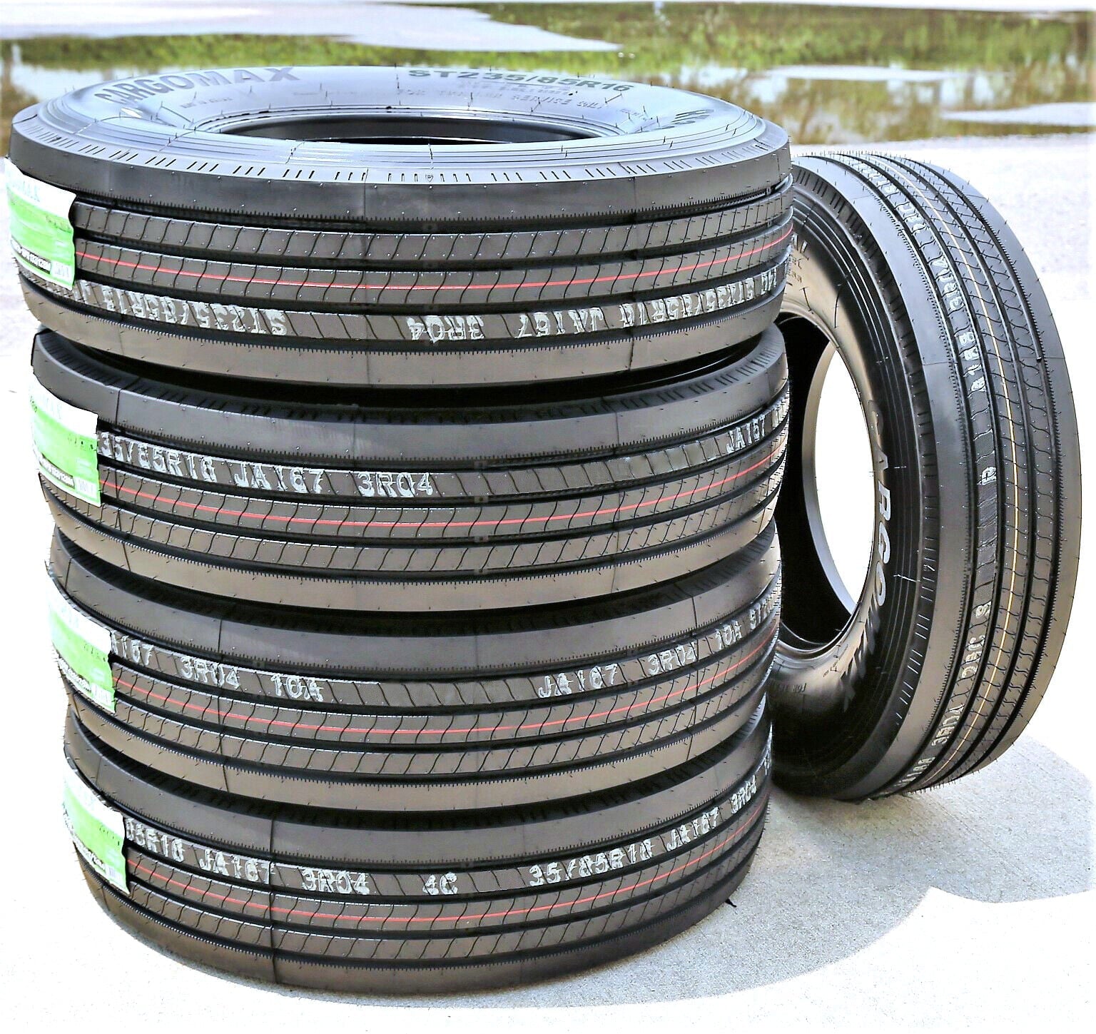 Pair of 2 (TWO) Cargo Max RT809 All Steel ST 235/85R16 Load H 16 Ply Trailer Tires