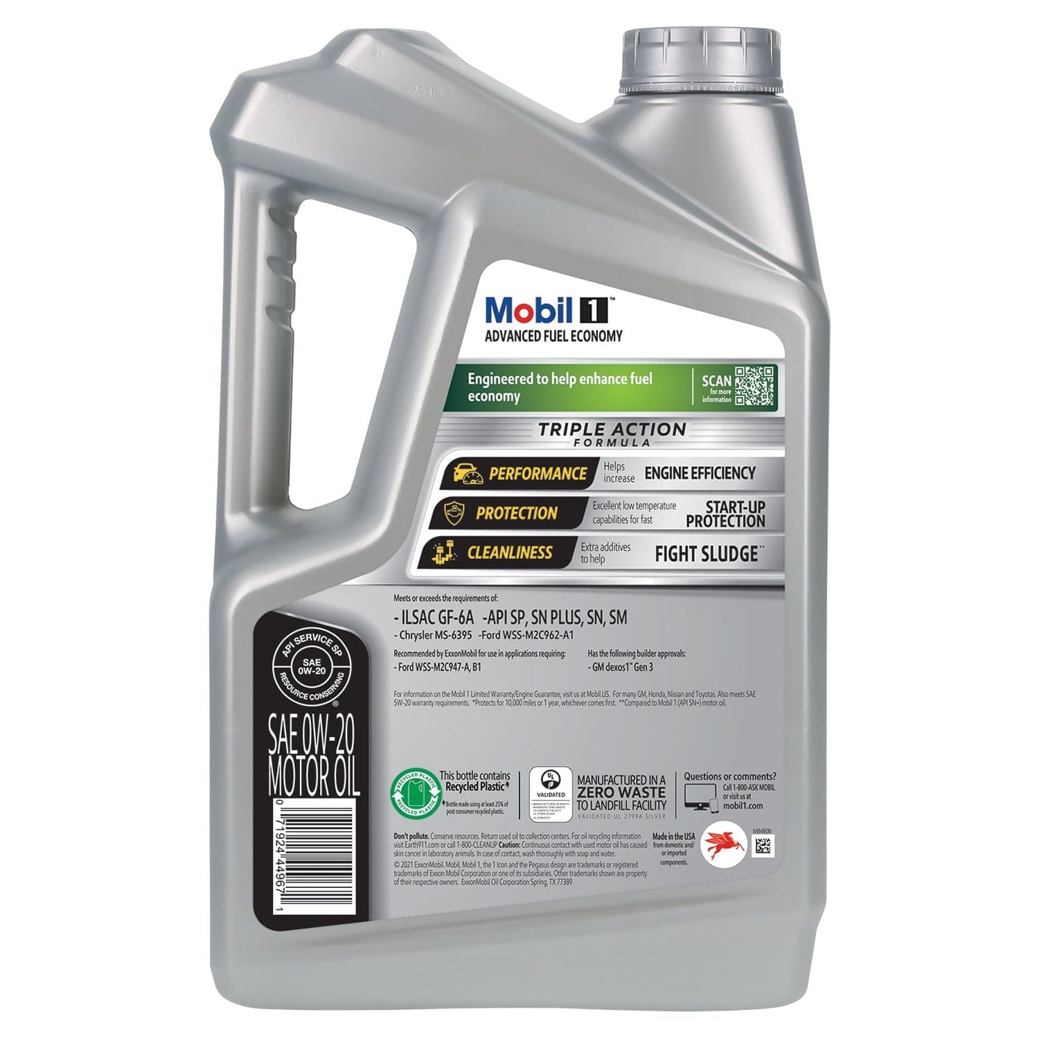 Mobil 1 Advanced Fuel Economy Full Synthetic Motor Oil 0W-20, 5 qt