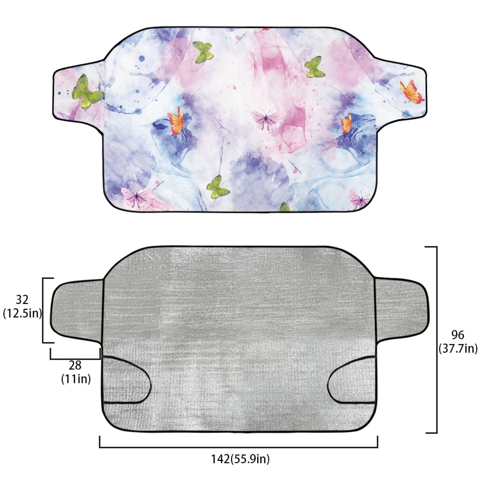 JINMUZAO Butterfly Car Windshield Snow Cover,Winter Frost Windshield Snow Ice Removal Cover/Protector,Waterproof Windproof Sunshade Snow Cover Fits Most Cars,Trucks,Vans,SUVs