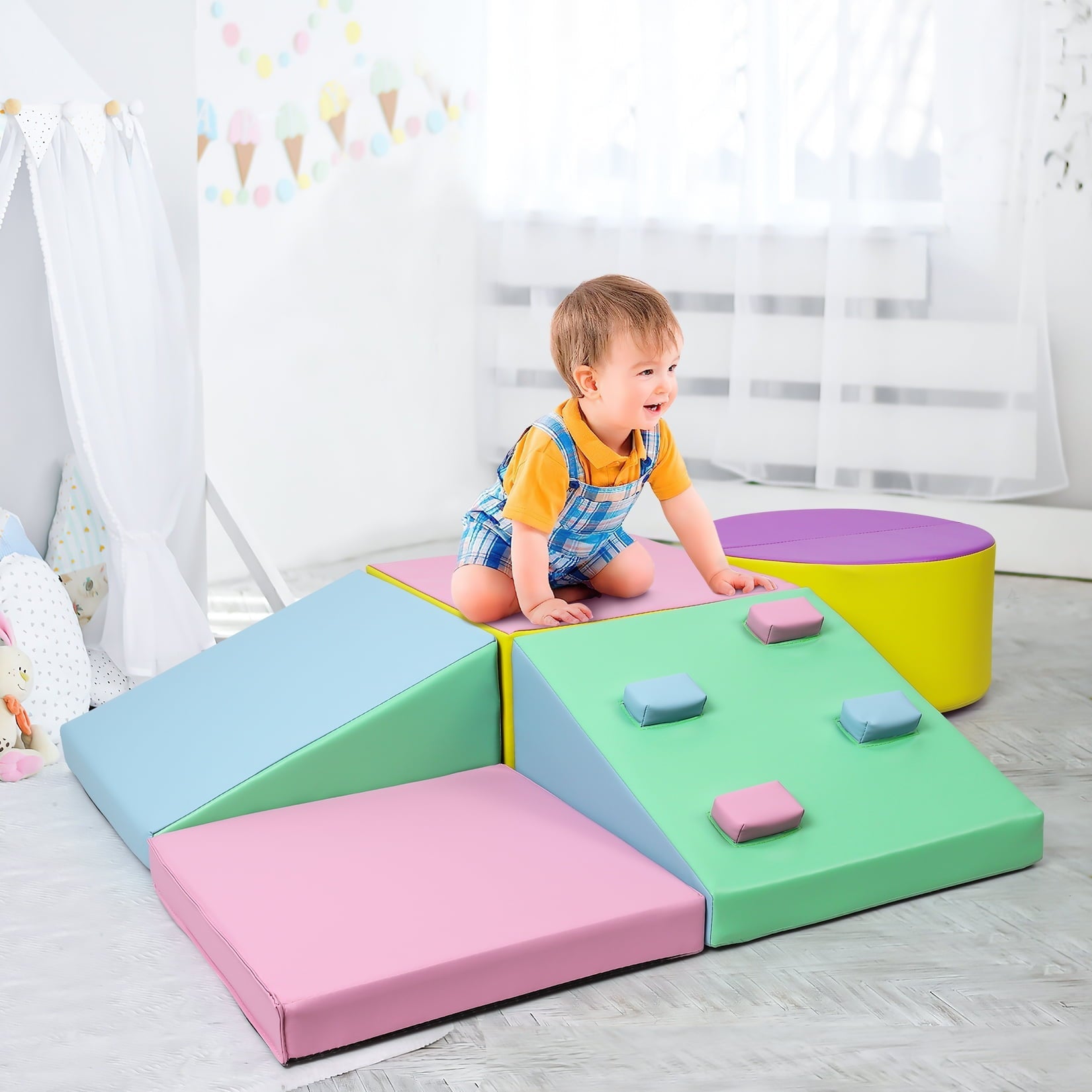 Soft Climbing Set,Foam Climbing Blocks for Toddlers , Climbing, Crawling Play Set,5PCS