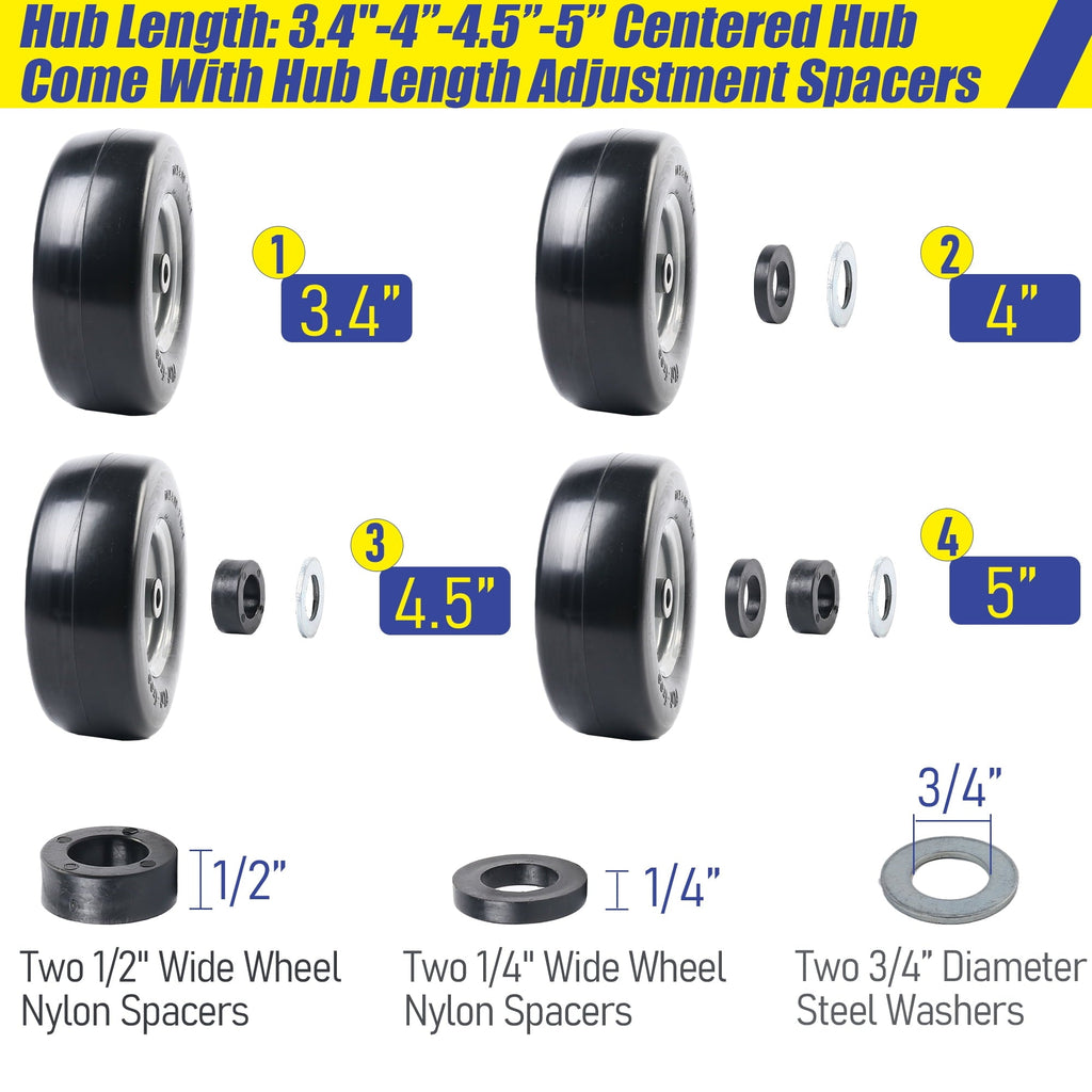 LotFancy 11x4.00-5 in Lawn Mower Tire on Wheel, Flat Free for Zero Turn Mowers