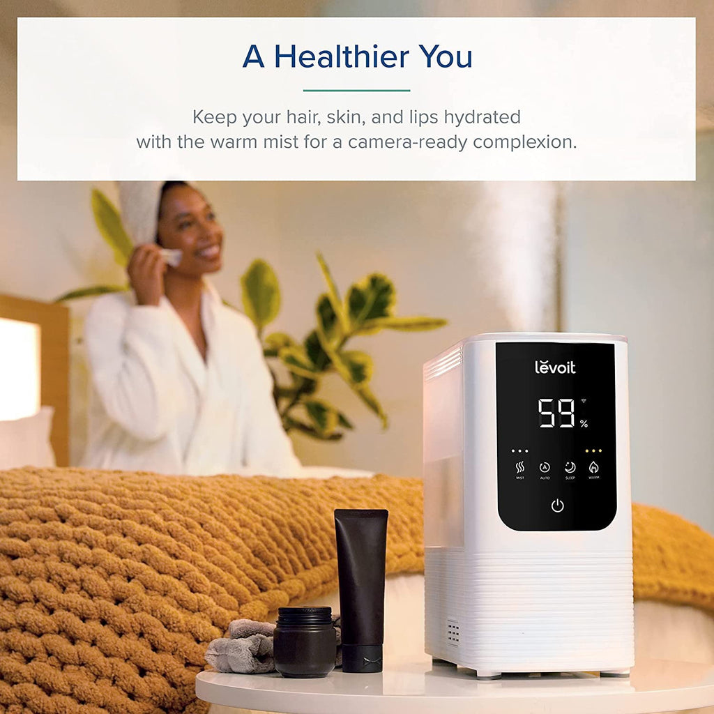LEVOIT Smart Cool and Warm Mist Humidifiers for Room, Top Fill Vaporizers for Largeroom with Aromatherapy,4.5L,LV450S,White