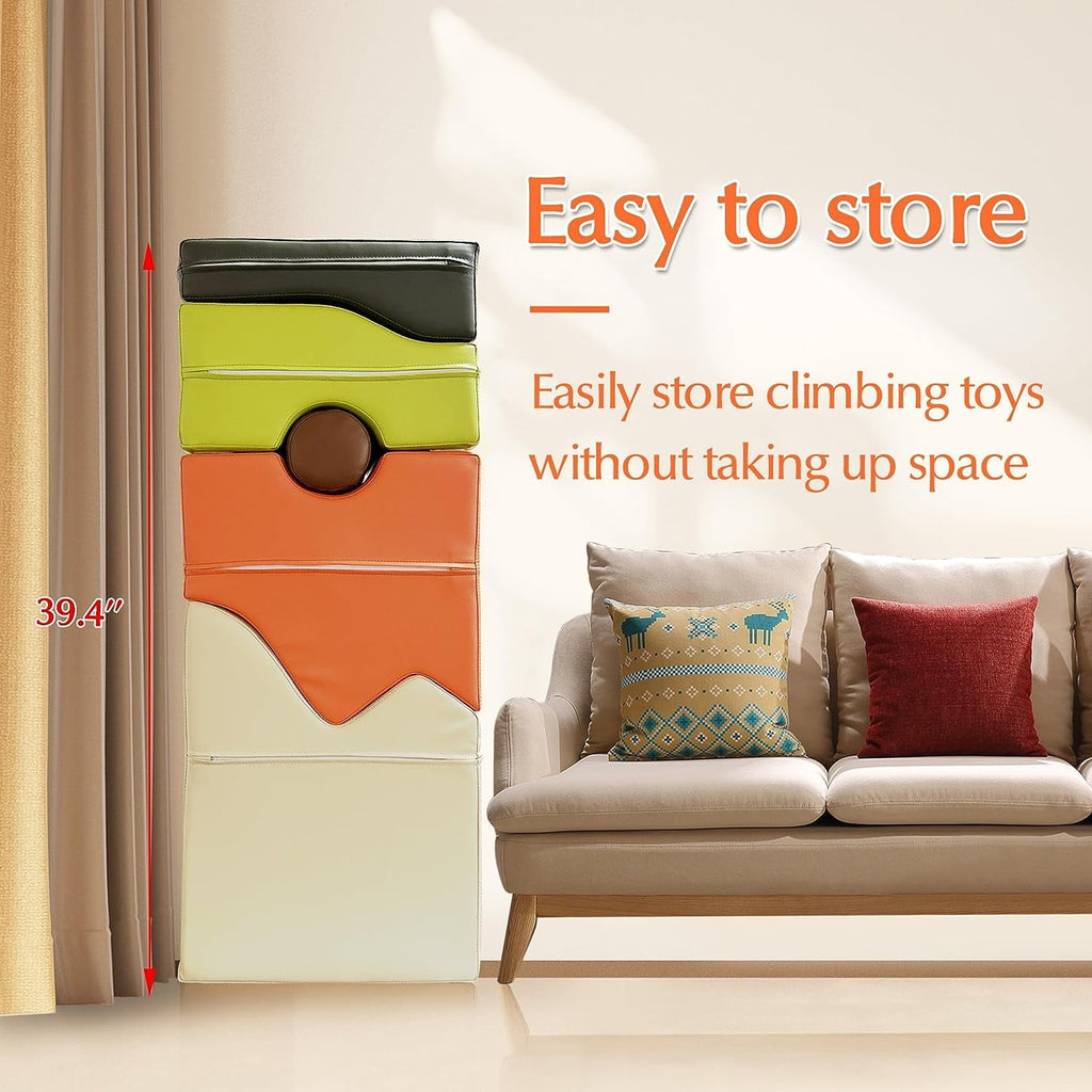 5Pcs Foam Climbing Blocks, Linor Indoor Toddler Climbing Toys for Toddlers and Preschoolers, Safe Soft Play Equipment Foam Blocks Climber, Climb & Crawl Kids Soft Foam Activity Playset