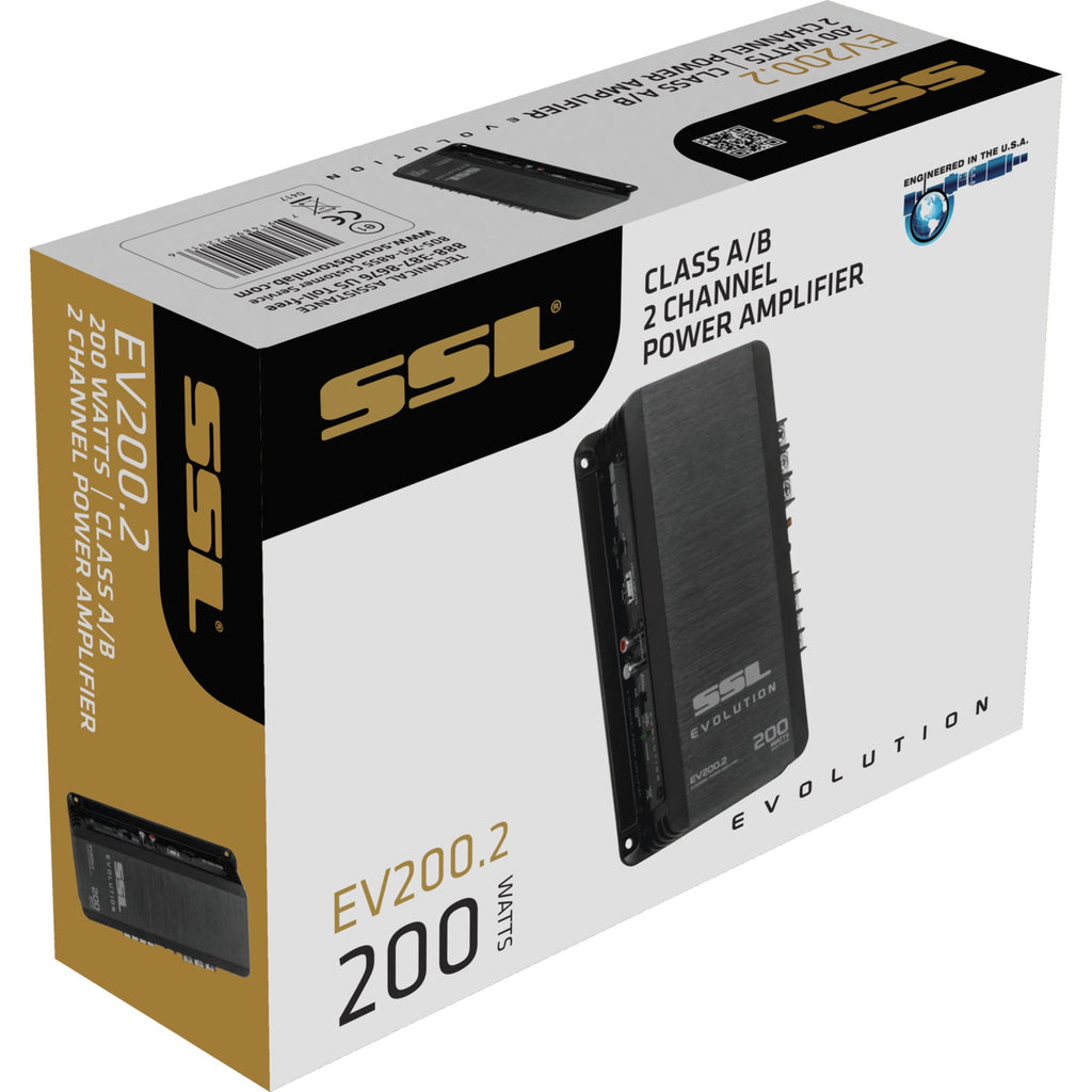 Sound Storm Laboratories EV200.2 Evolution Series Car Audio Amplifier - 200 High Output, 2 Channel, 2/8 Ohm, High/Low Level Inputs, Low Pass Crossover, Full Range, Hook Up To Stereo and Subwoofer