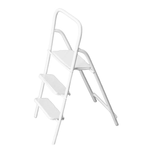 1:12 Miniature Ladder with Wide Pedal 1/12 Mini 3 Step Ladder for Yard Decor White