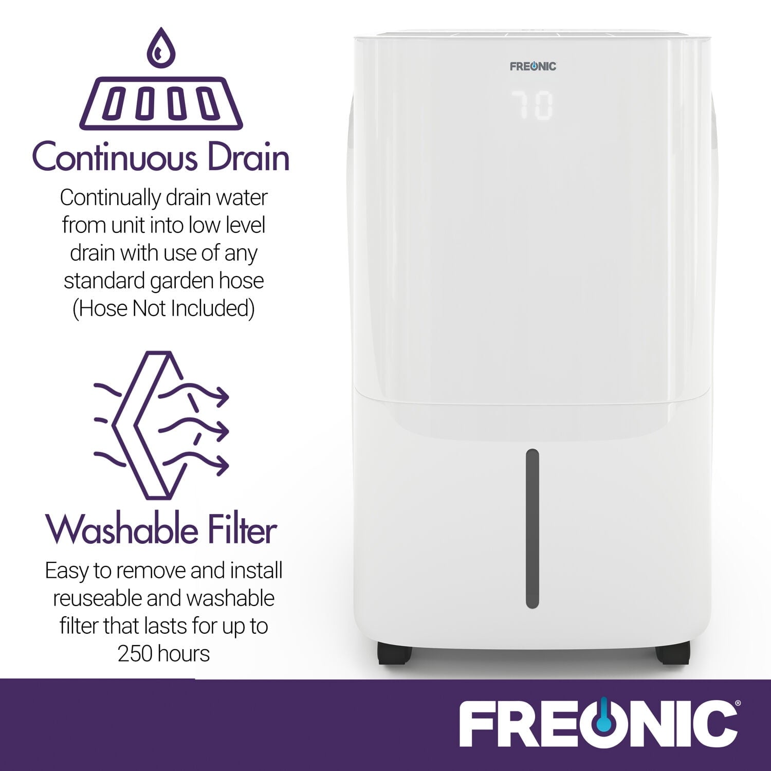 Freonic Energy Star 35-Pint 3,000 Sq.Ft. Portable Dehumidifier in White
