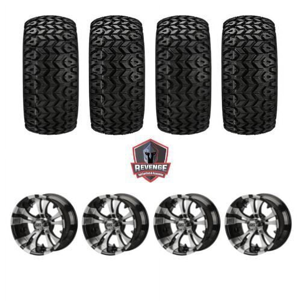14" Warlock Machined Black Golf Cart Wheels on Tires Combo (23X10-14) Set of 4