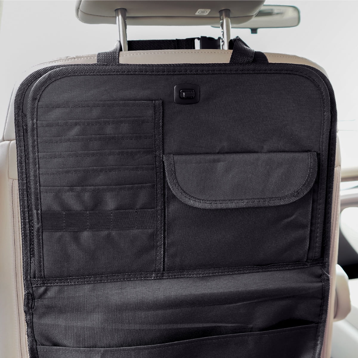 Auto Drive Black Multi-Pocket Backseat Organizer Fits On All Type Vehicles 1 Pack, 23.43"*15.16"