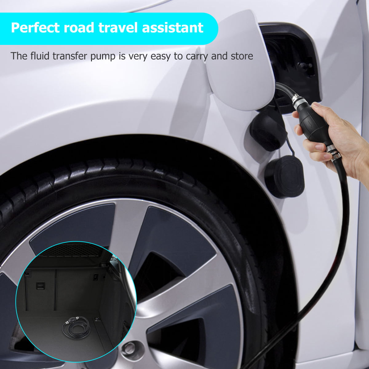IXTIX Fuel Transfer Pump Manual Suction Pump Hand Water Transfer Pump with 8mm Soft Delivery Hose for Gasoline Diesel Fuel Liquid