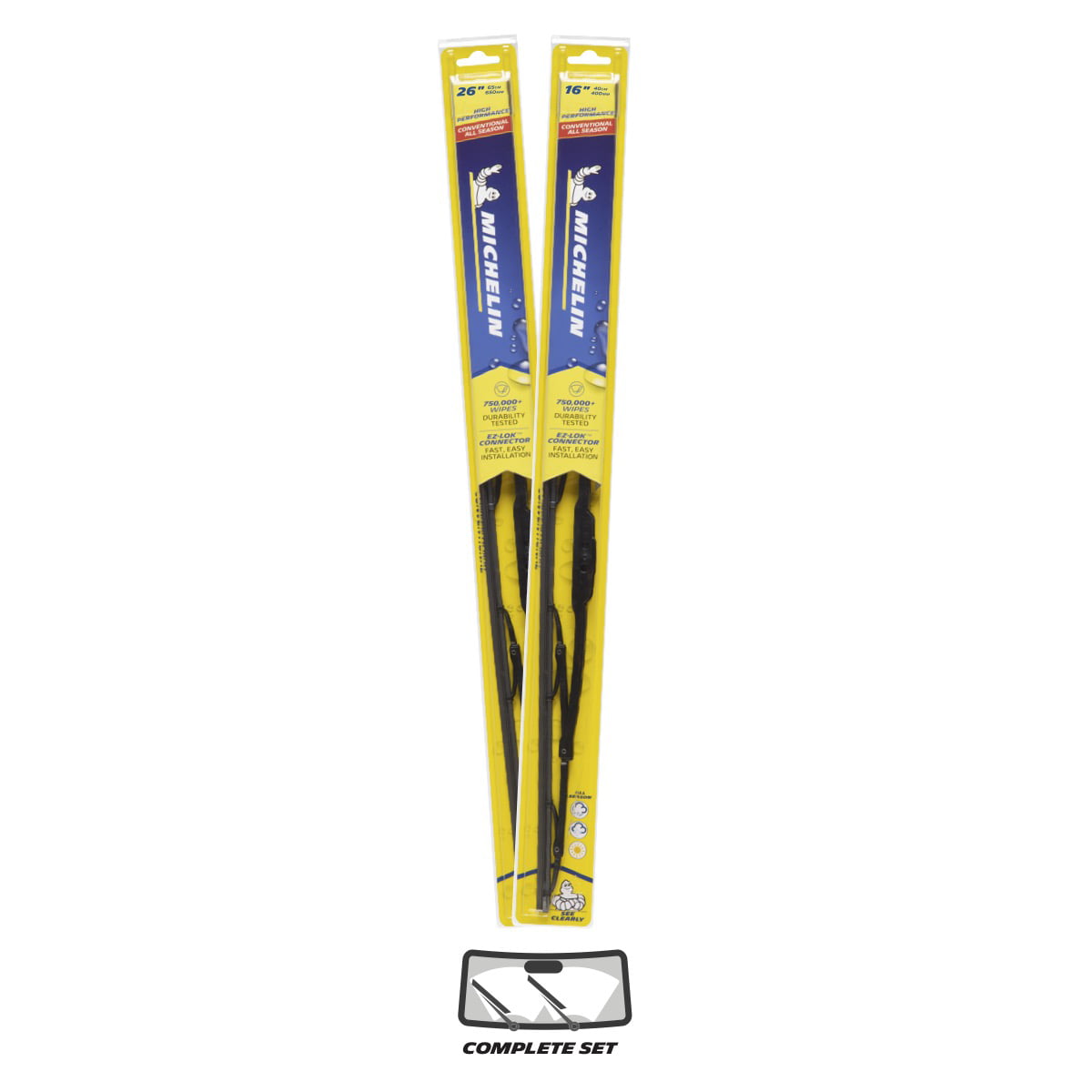 Michelin High Performance All Season Wiper Blade Twin Pack, 26"/16"