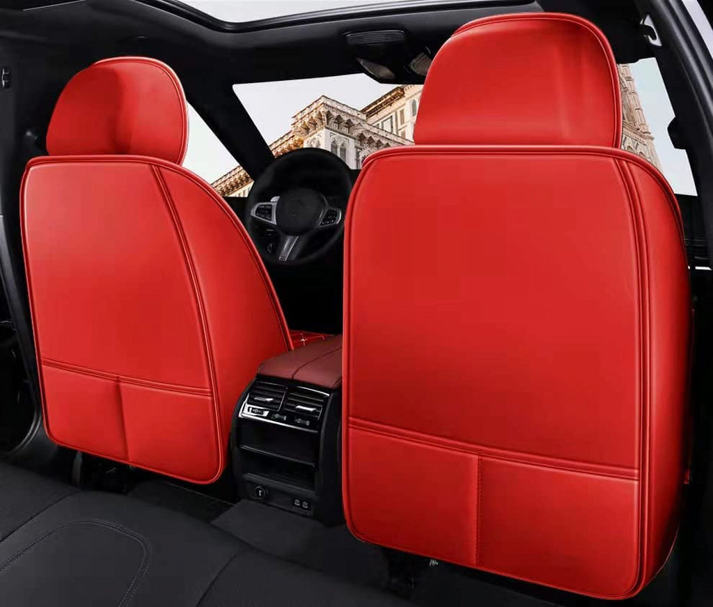 Aotiyer Full Set Car Seat Covers, Crown PU Leather Car Seat Cover Full Surround, Durable Comfortable Automotive Vehicle Cushion Cover Fit for Most 5 Seats Cars/SUV/Truck/Vans (Red)