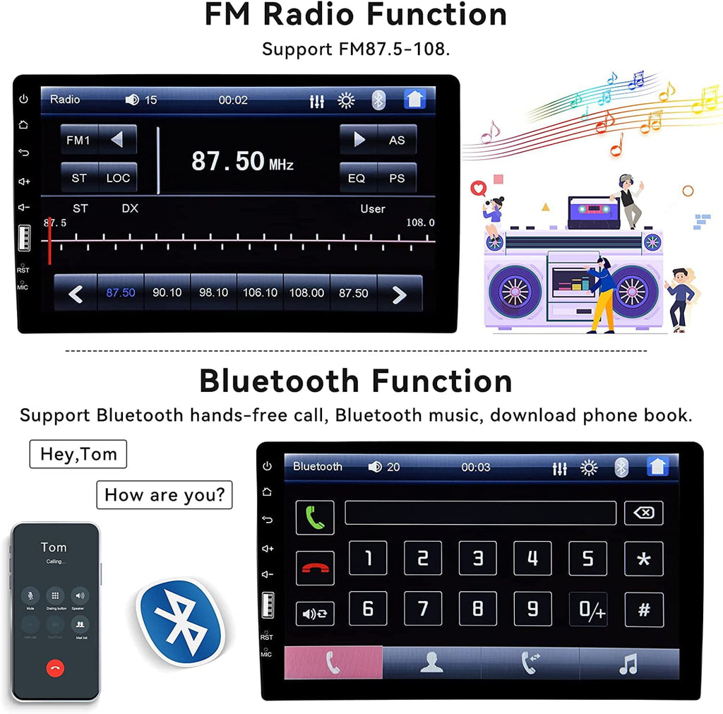 Podofo Single 1 Din 9'' Car Stereo Radio HD Touch Screen Multimedia Car MP5 Player Audio Head Unit Bluetooth Mirror Link USB FM Function with Microphone(No Rearview Camera)