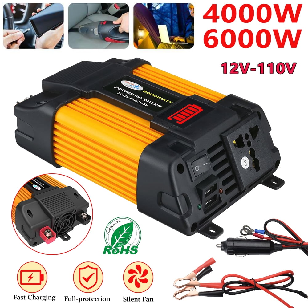 MDHAND 4000W 6000W Car Converter Solar Power Inverter 12V DC to 110V AC Car Power Inverter Solar Converter Kit