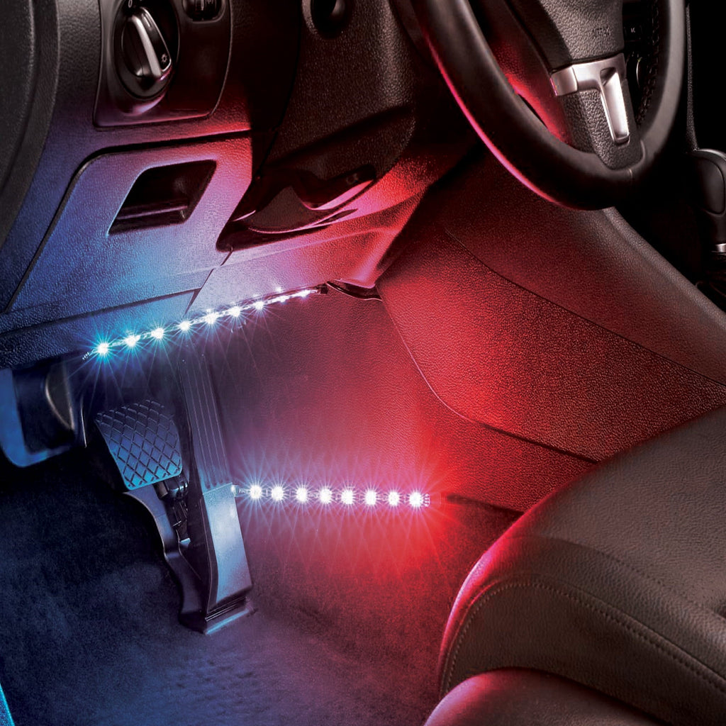 Monster LED Bluetooth Sound-Reactive Multi-Color Car Interior Lights, Customize with App, 4-Pack of 10.5" Strips