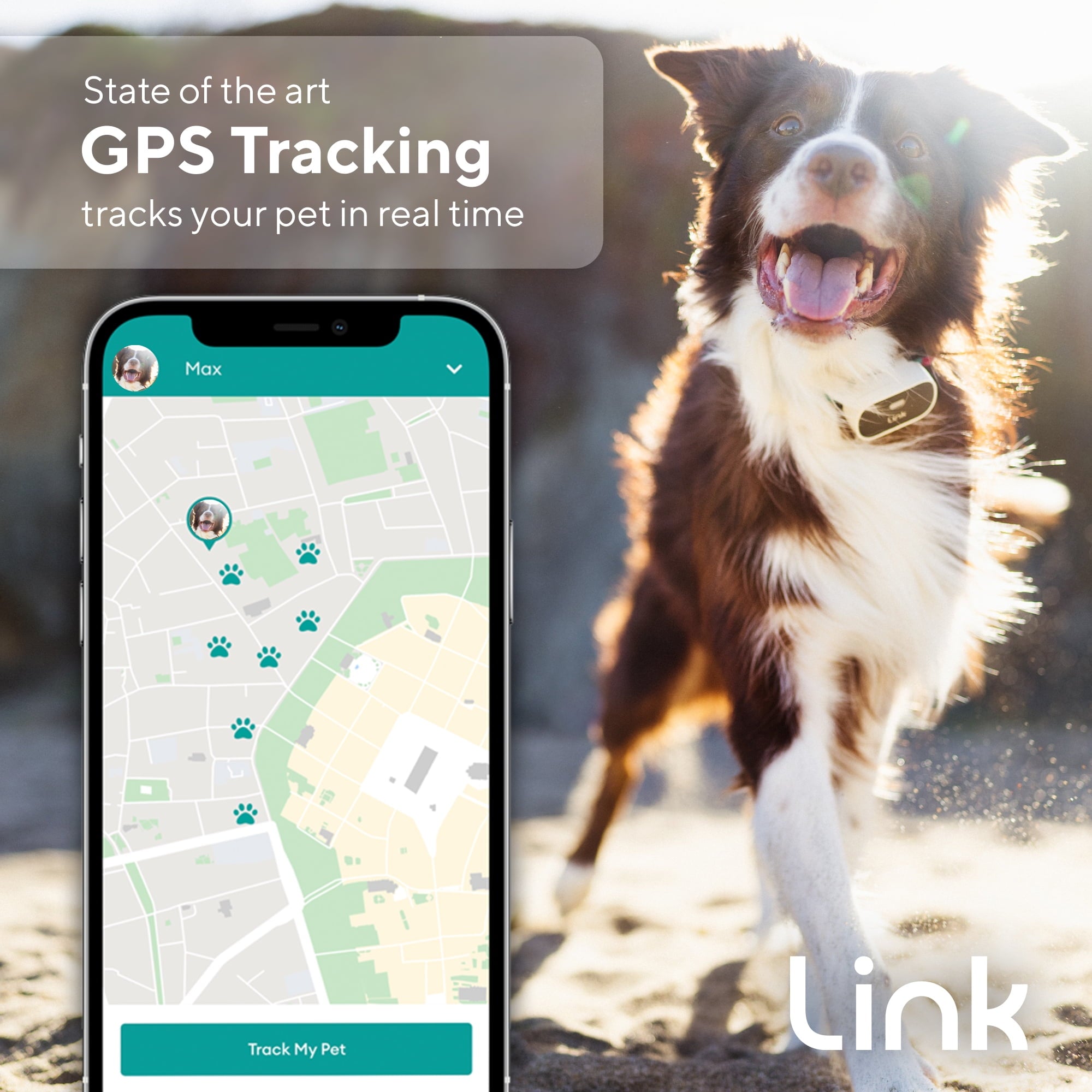Link My Pet GPS Dog Tracker & Activity Monitor with Training Tools, Fits Any Collar