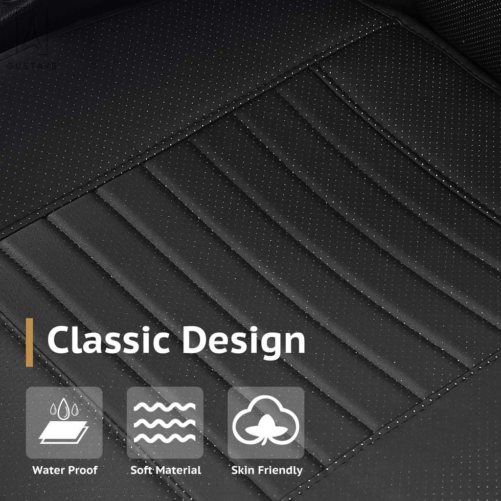Gustave Universal Car Seat Cover, Car Front Seat Cushion Breathable PU Leather Pad Mat Non Slip Bottom for Auto Supplies Office Chair with Storage Pouch "Gray"