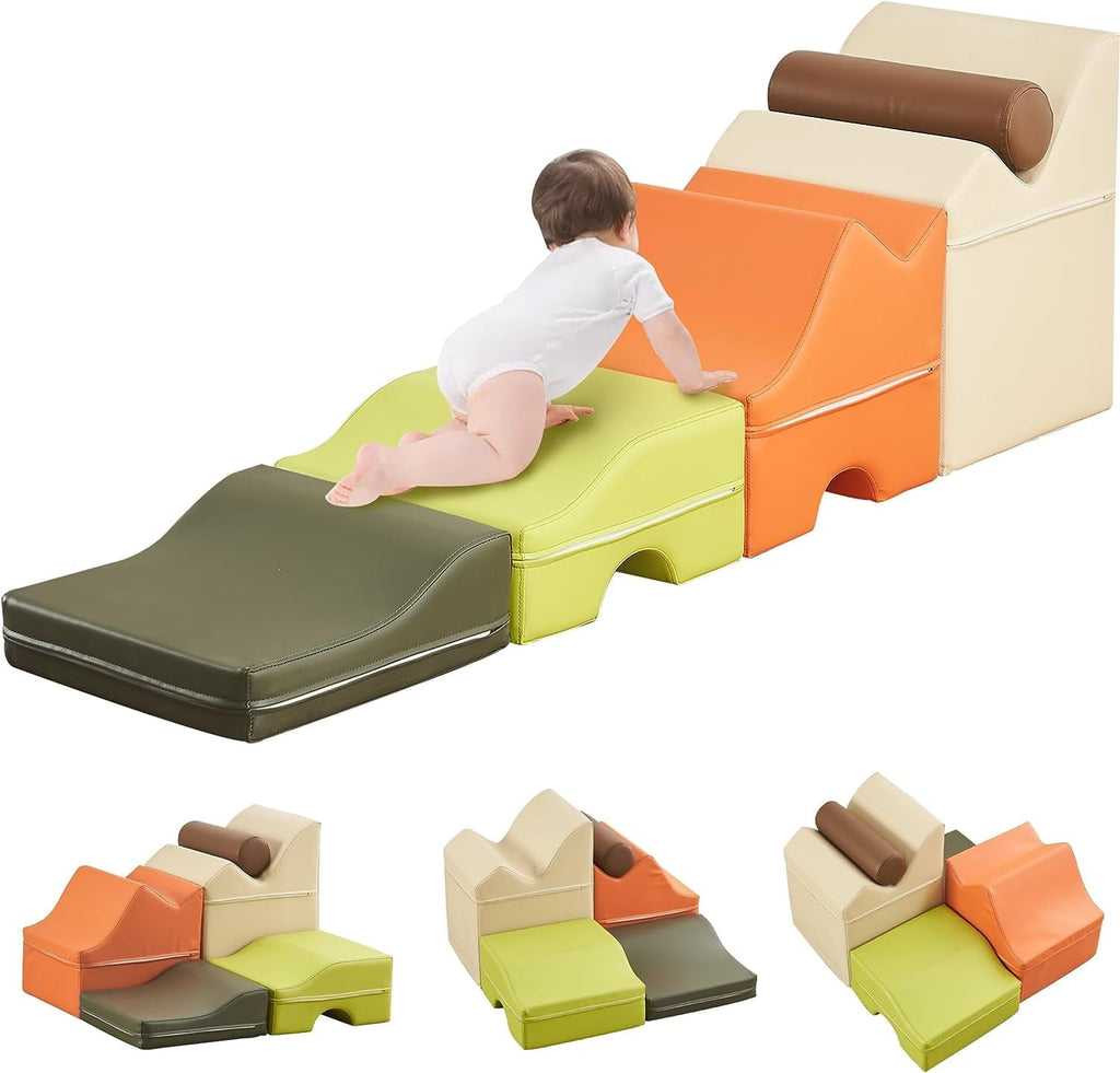 5Pcs Foam Climbing Blocks, Linor Indoor Toddler Climbing Toys for Toddlers and Preschoolers, Safe Soft Play Equipment Foam Blocks Climber, Climb & Crawl Kids Soft Foam Activity Playset