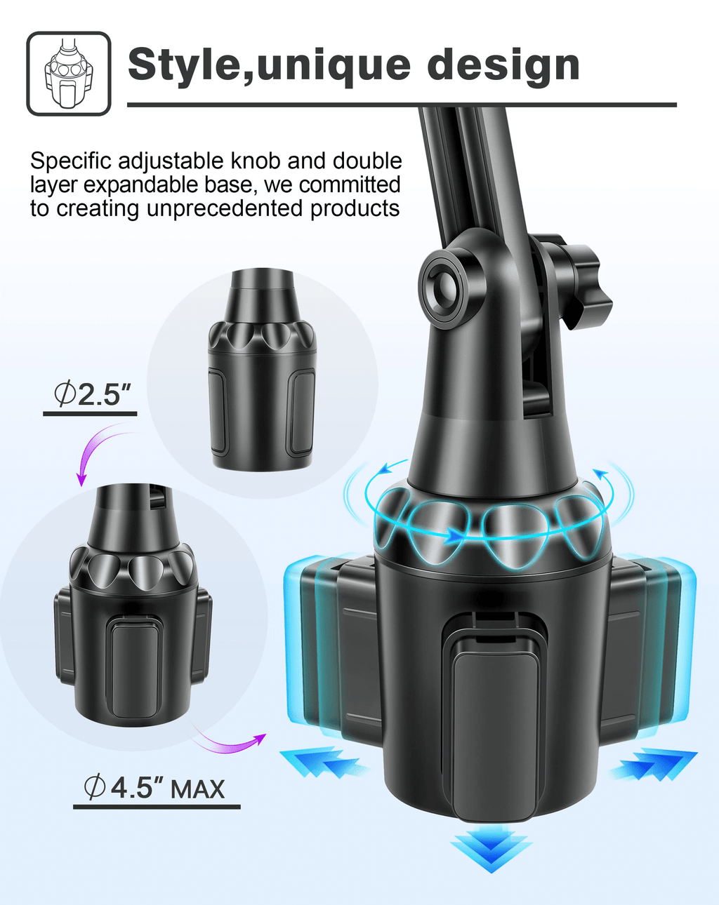 [Upgraded] TOPGO Cup Holder Phone Mount Wireless Charger,Universal Cell Phone Holder Car Charger Wireless-Charger-Cup-Phone-Holder Fast Charging for iPhone11/11 Pro/11 Pro Max, Samsung Galaxy Black